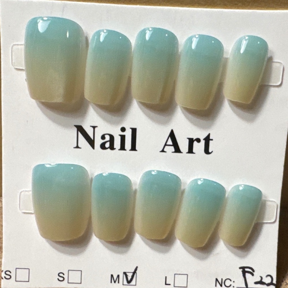 Gold‎ And Teal Ombré Short Square Press On Nails